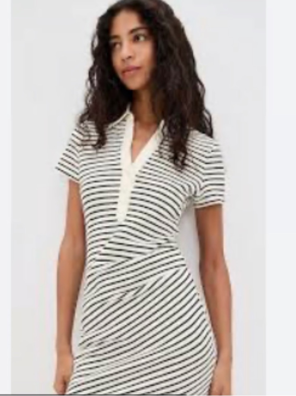 NEW🖤 SUNDRY short sleeve striped polo mini dress ivory/black $88